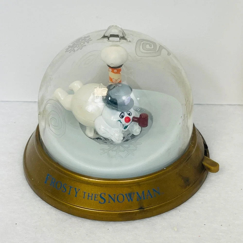 Frosty the Snowman Wind Up Musical Snow Globe Christmas Holiday Decor Gold Base